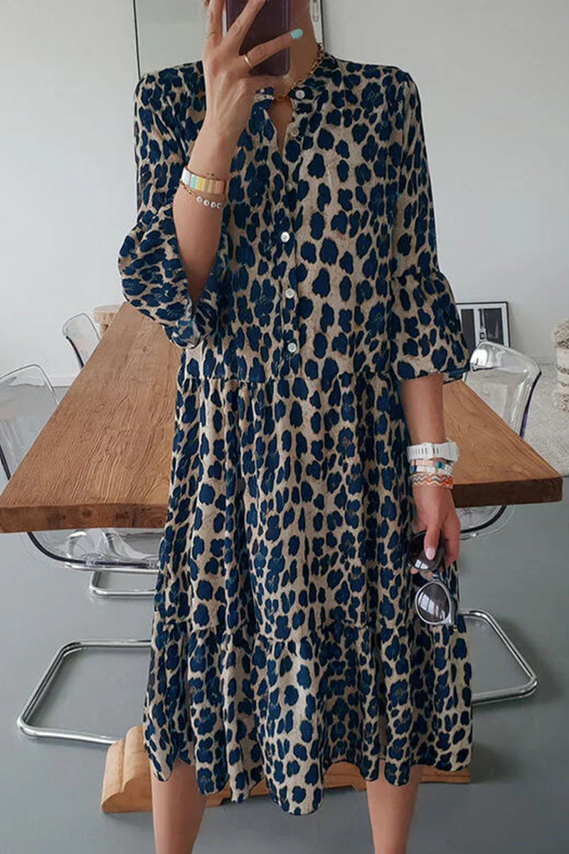 Vestido Línea A con Estampado de Leopardo y Abertura Lateral | Ideal para Primavera