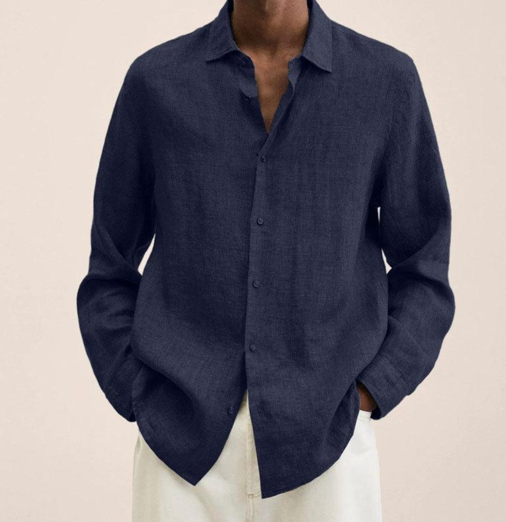 Camisa Clásica De Lino Para Hombre Con Tejido Transpirable | Ideal Para Verano
