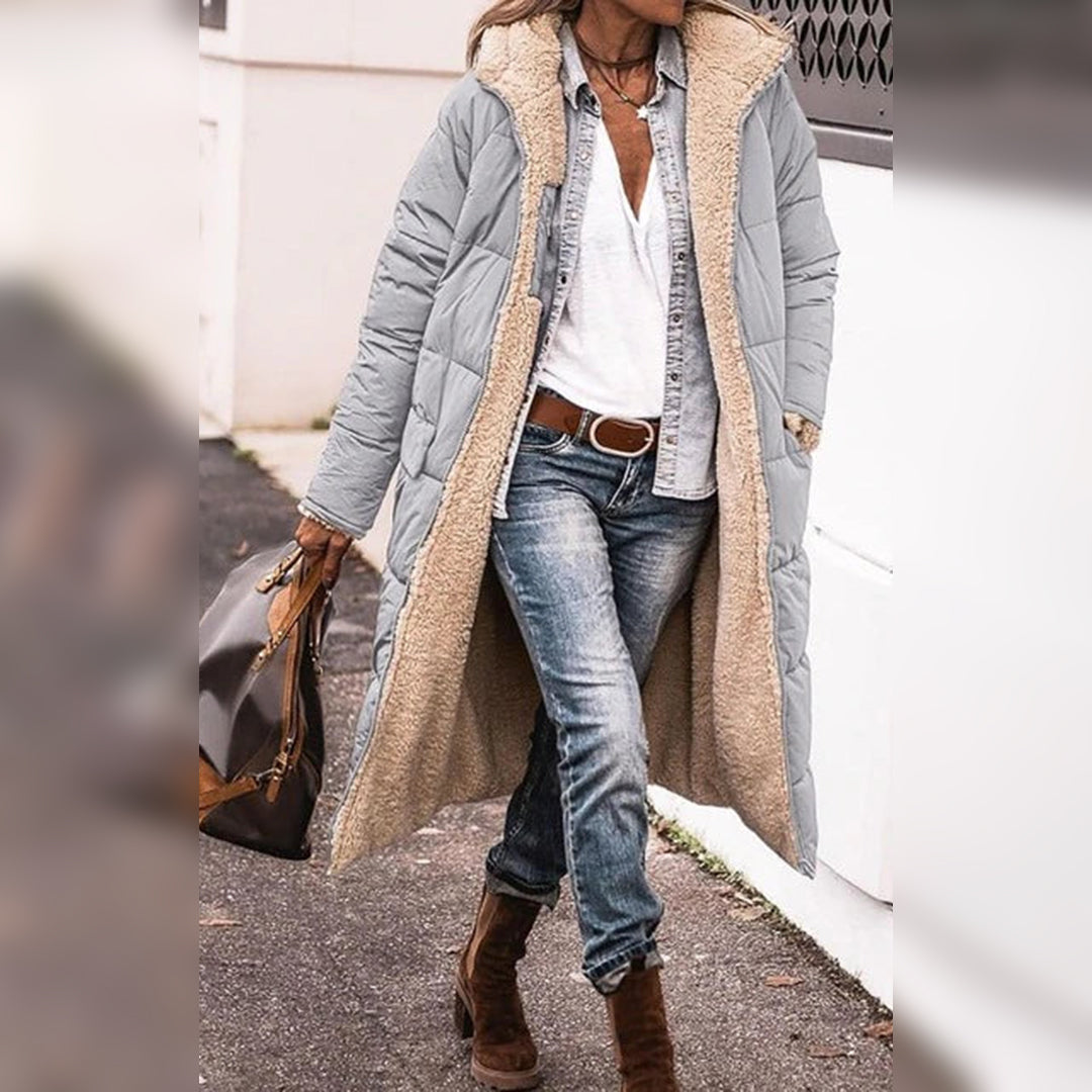 Abrigo acolchado largo de invierno con capucha | Ideal para invierno