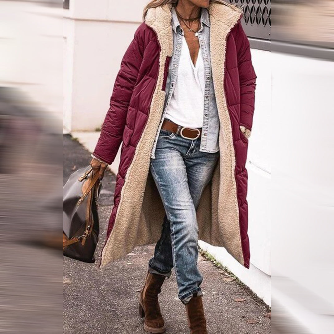Abrigo acolchado largo de invierno con capucha | Ideal para invierno