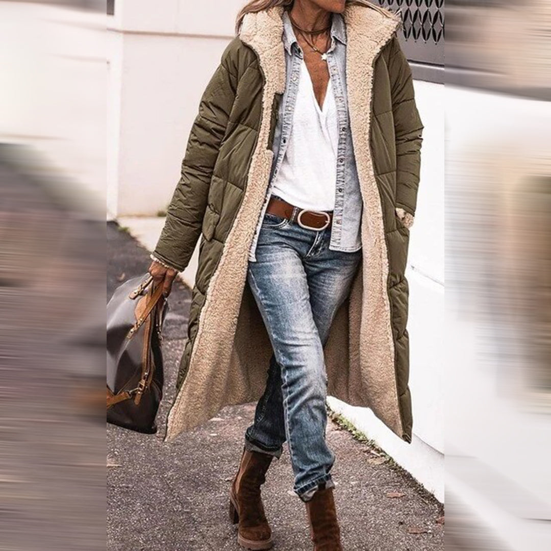 Abrigo acolchado largo de invierno con capucha | Ideal para invierno