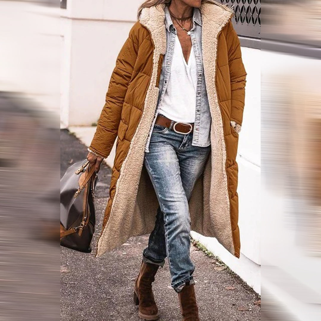 Abrigo acolchado largo de invierno con capucha | Ideal para invierno