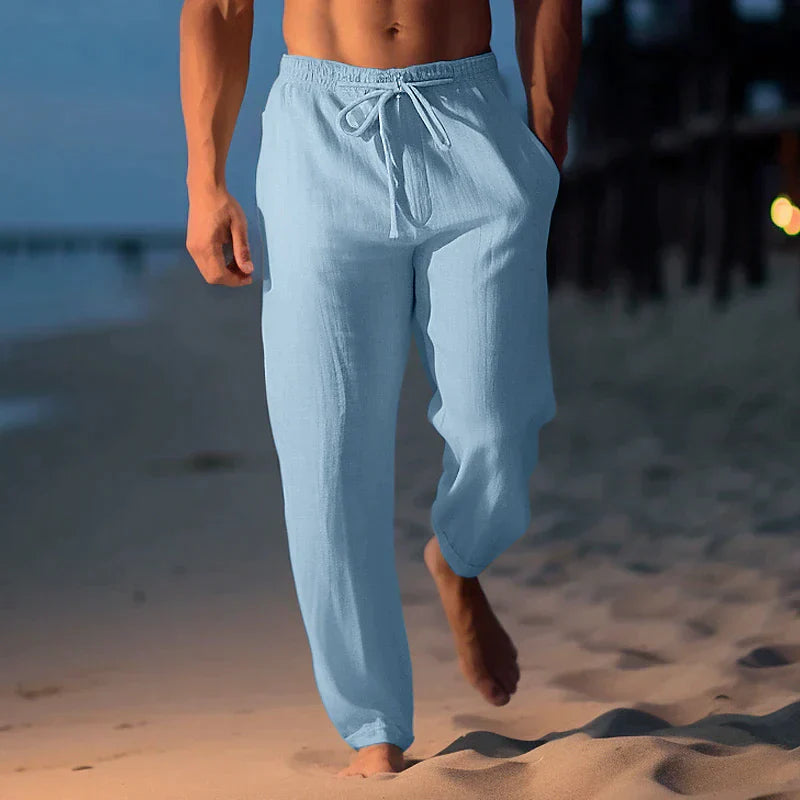 Pantalones Ligeros De Lino Con Tejido Transpirable Para Hombre | Ideal Para Verano