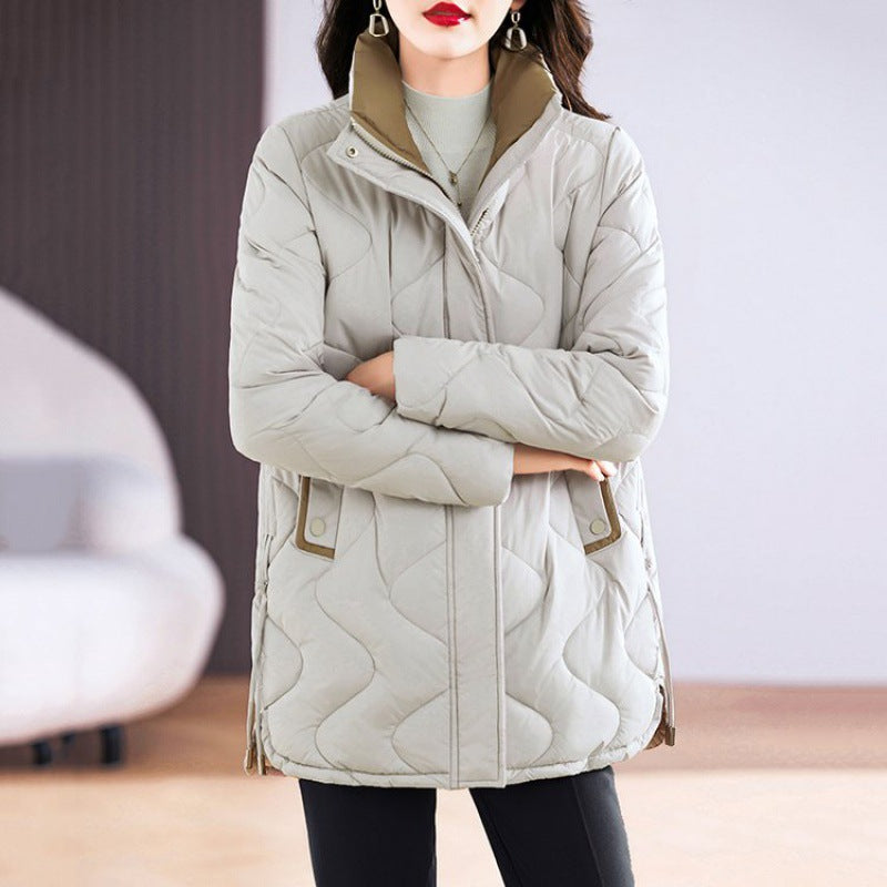 Abrigo Acolchado de Largo Medio con Estampado de Cuadros | Ideal para Invierno