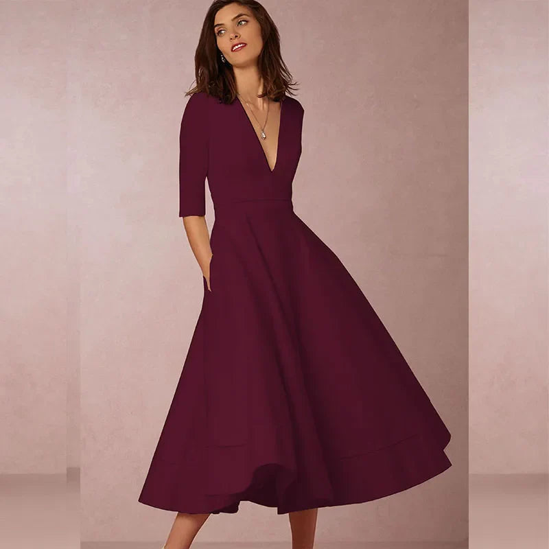 Vestido Vintage A-Line de los 60 con Falda Acampanada | Ideal para Primavera y Otoño