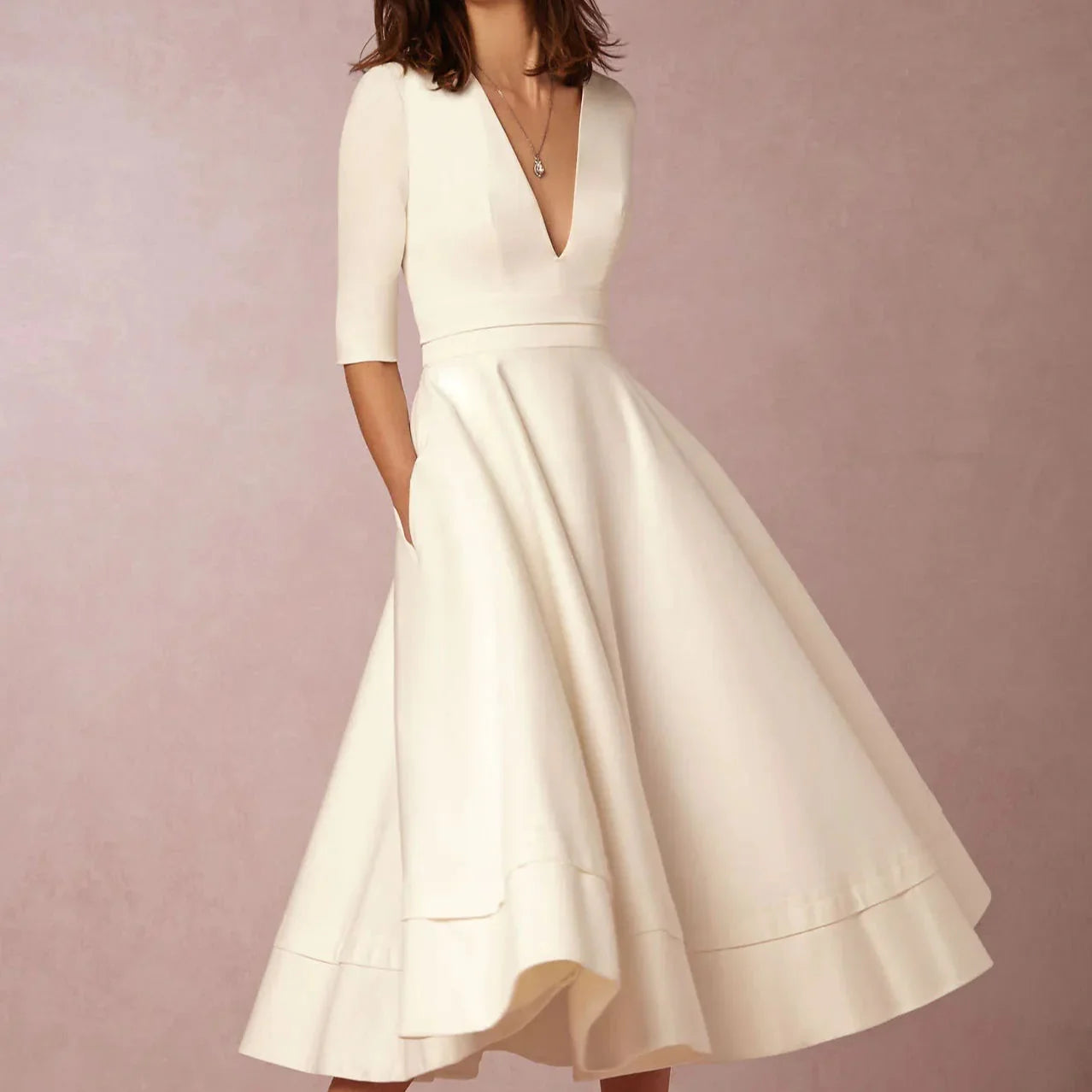Vestido Vintage A-Line de los 60 con Falda Acampanada | Ideal para Primavera y Otoño