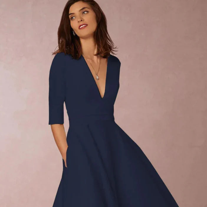 Vestido Vintage A-Line de los 60 con Falda Acampanada | Ideal para Primavera y Otoño