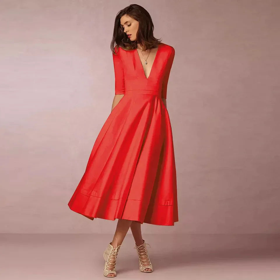 Vestido Vintage A-Line de los 60 con Falda Acampanada | Ideal para Primavera y Otoño