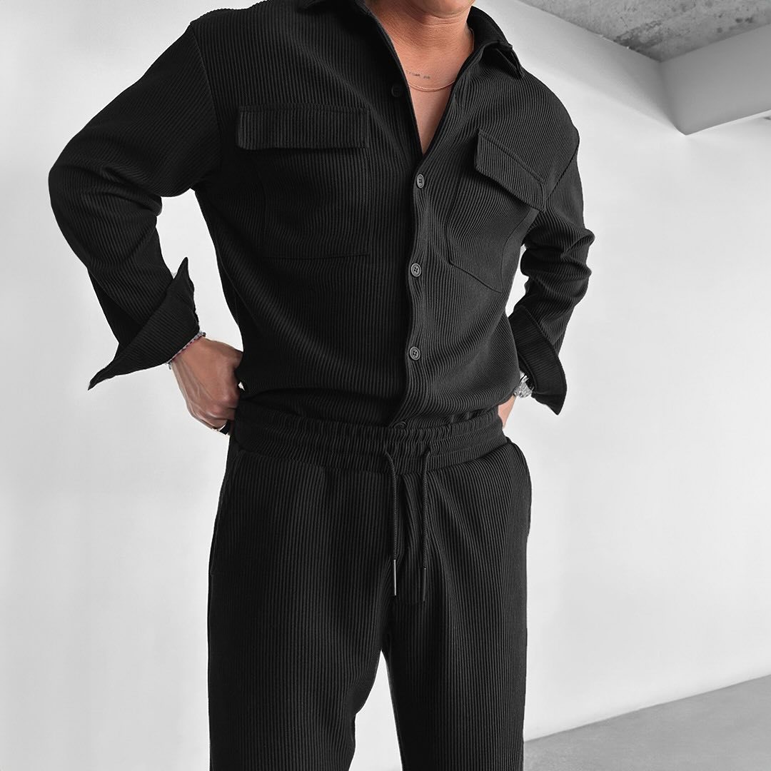 Camisa de Manga Larga de Corte Suelto con Solapa Ideal para Todas las Estaciones