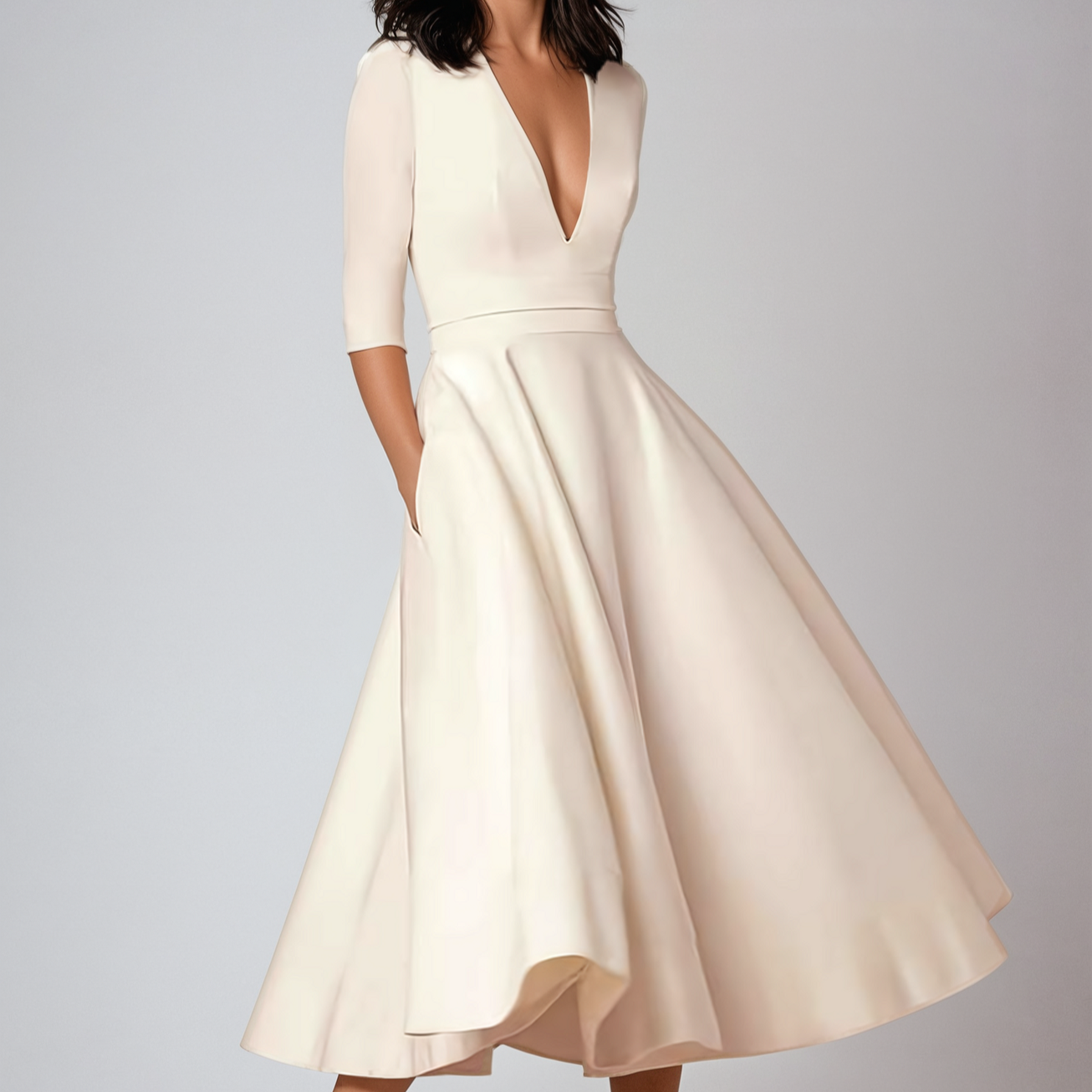 Vestido Vintage A-Line de los 60 con Falda Acampanada | Ideal para Primavera y Otoño