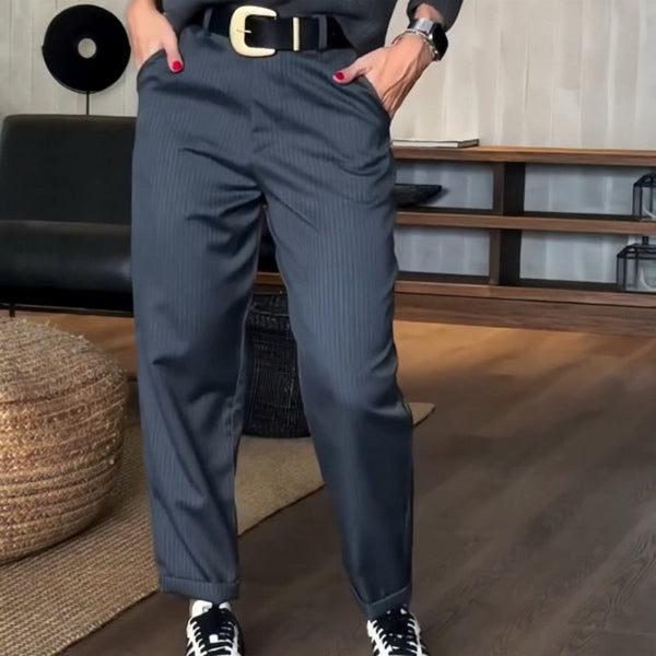 Pantalones de Traje a Rayas de Talle Alto | Ideales para Primavera y Otoño