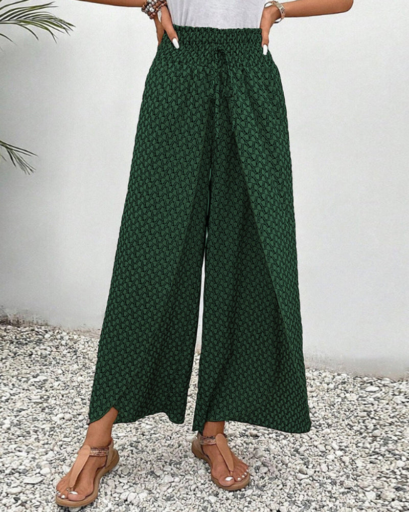 Pantalones de pierna ancha con diseño fluido de tiro alto | Ideal para primavera y otoño