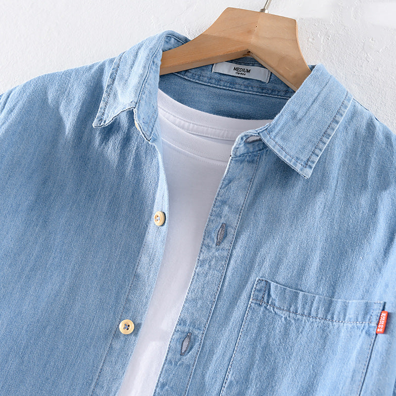 Camisa de Mezclilla de Algodón de Manga Corta | Ideal para Verano