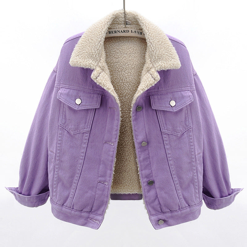 Chaqueta de Mezclilla Acolchada con Forro de Lana de Cordero | Ideal para Invierno