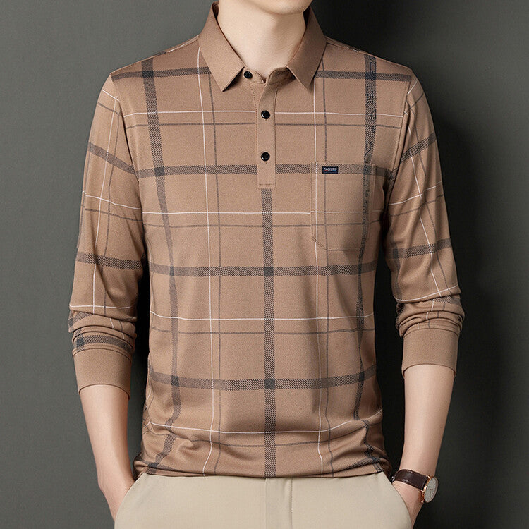 Camiseta de Hombre con Cuello Polo a Rayas de Manga Larga | Ideal para Otoño