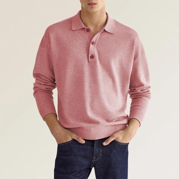 Camisa Polo de Hombre con Cuello en V y Botones de Manga Larga | Ideal para Otoño