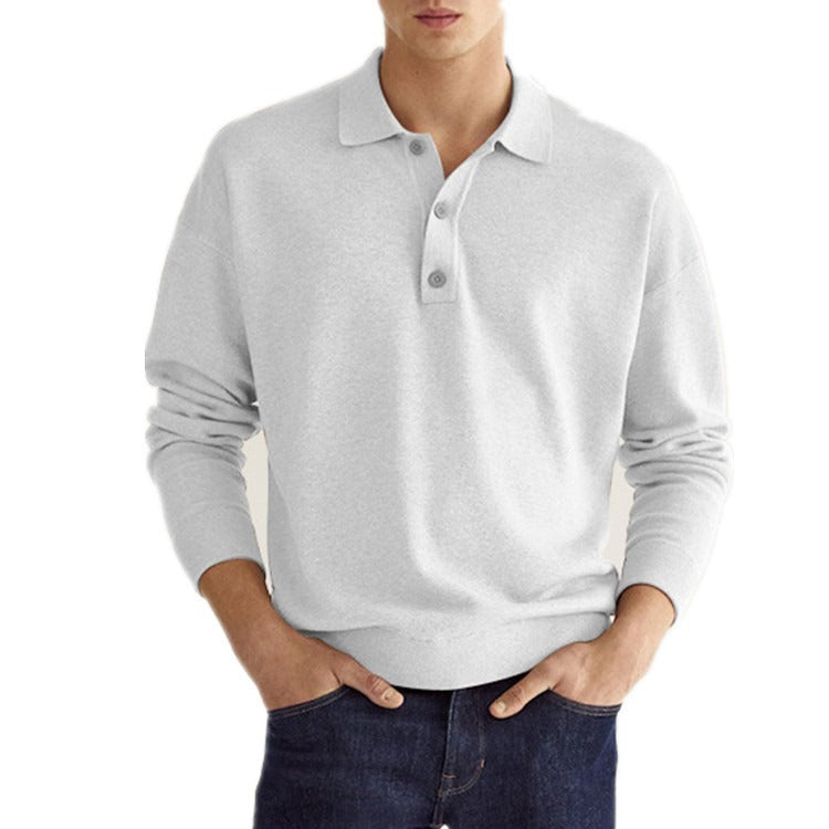 Camisa Polo de Hombre con Cuello en V y Botones de Manga Larga | Ideal para Otoño