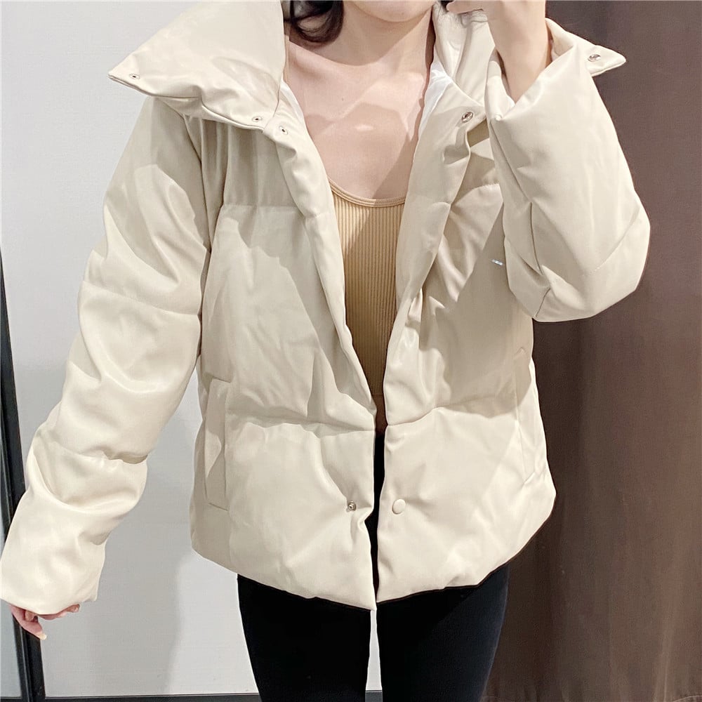 Chaqueta Marrón de Cuero Sintético con Mangas Largas | Ideal para Otoño e Invierno