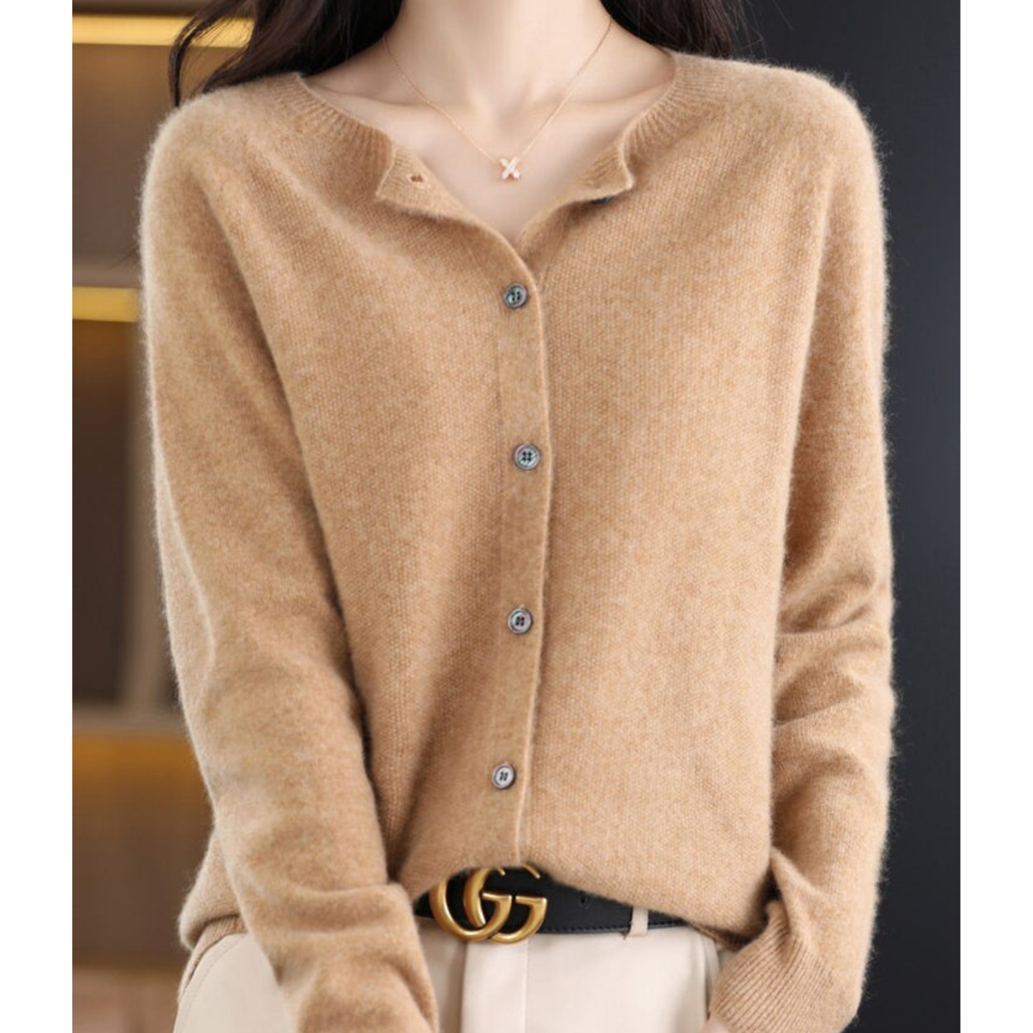 Cárdigan de punto suave con cuello redondo | Ideal para otoño e invierno