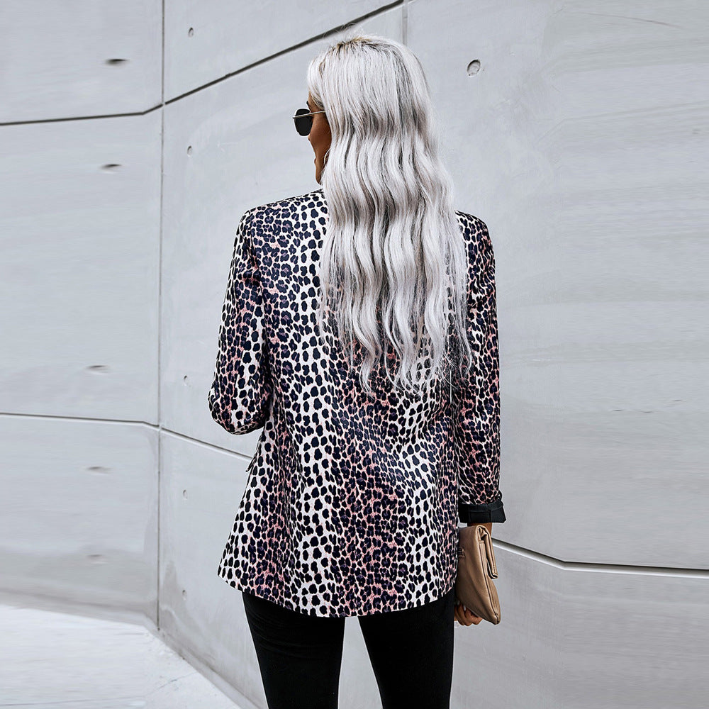 Blazer de Estampado de Leopardo con Corte Holgado | Ideal para Primavera y Otoño