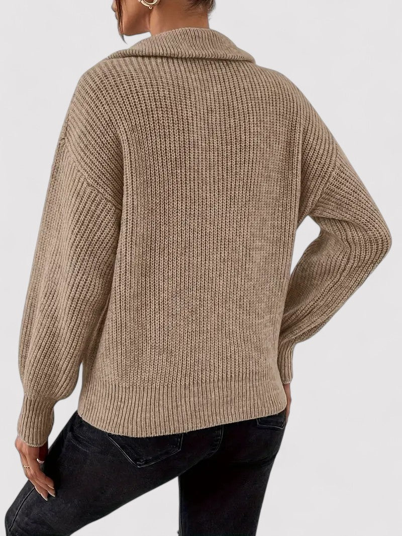 Suéter de punto con media cremallera y ajuste cómodo ideal para otoño