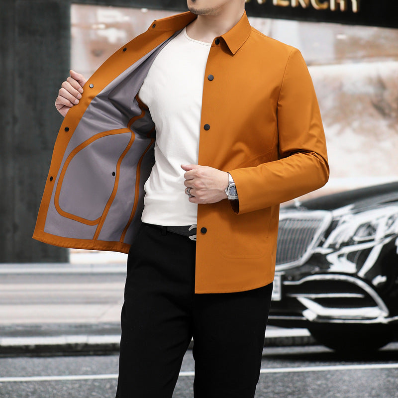Chaqueta De Hombre De Ajuste Entallado Sin Costuras Con Diseño Engrosado | Ideal Para Primavera Y Otoño