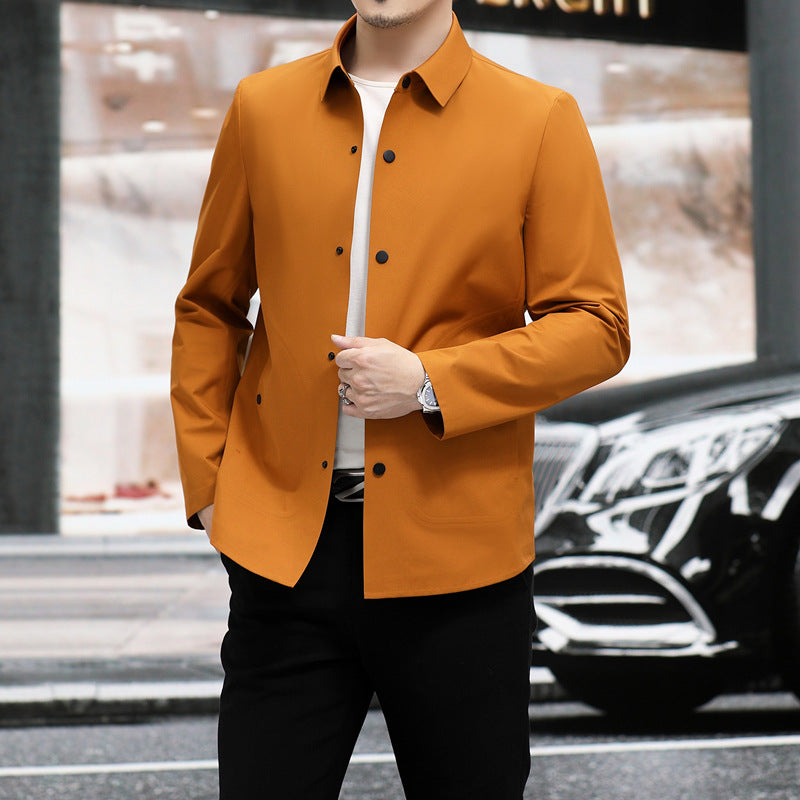 Chaqueta De Hombre De Ajuste Entallado Sin Costuras Con Diseño Engrosado | Ideal Para Primavera Y Otoño