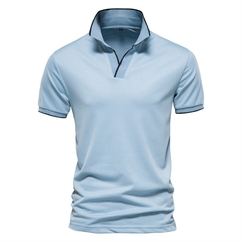 Camiseta de Hombre de Color Sólido con Cuello en V y Manga Corta | Ideal para el Verano