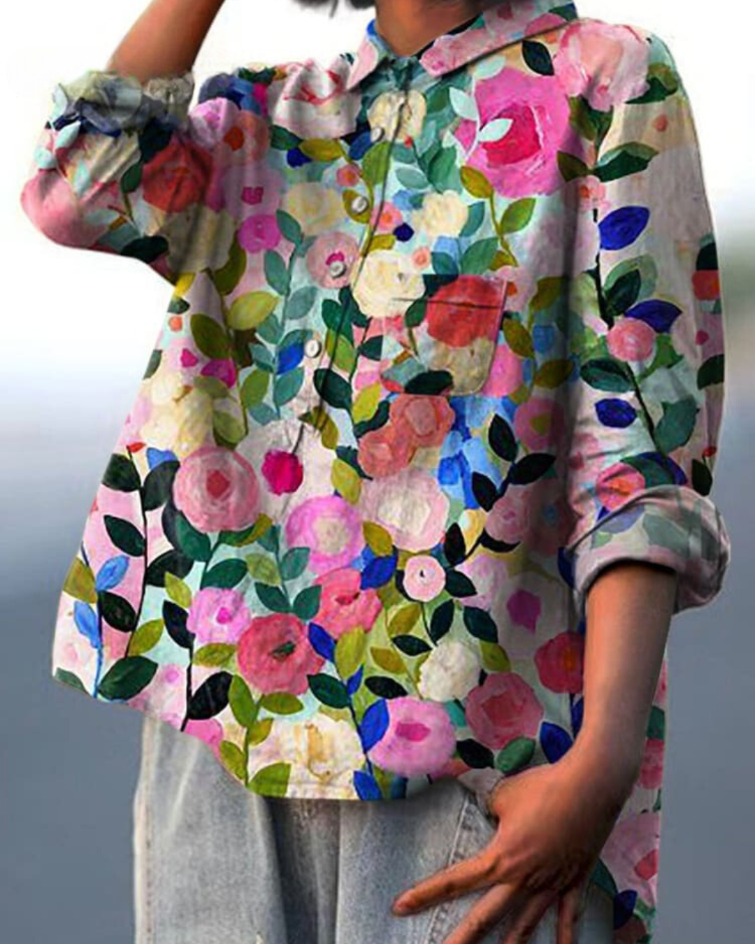 Blusa de estampado floral con tela ligera | Ideal para primavera y verano