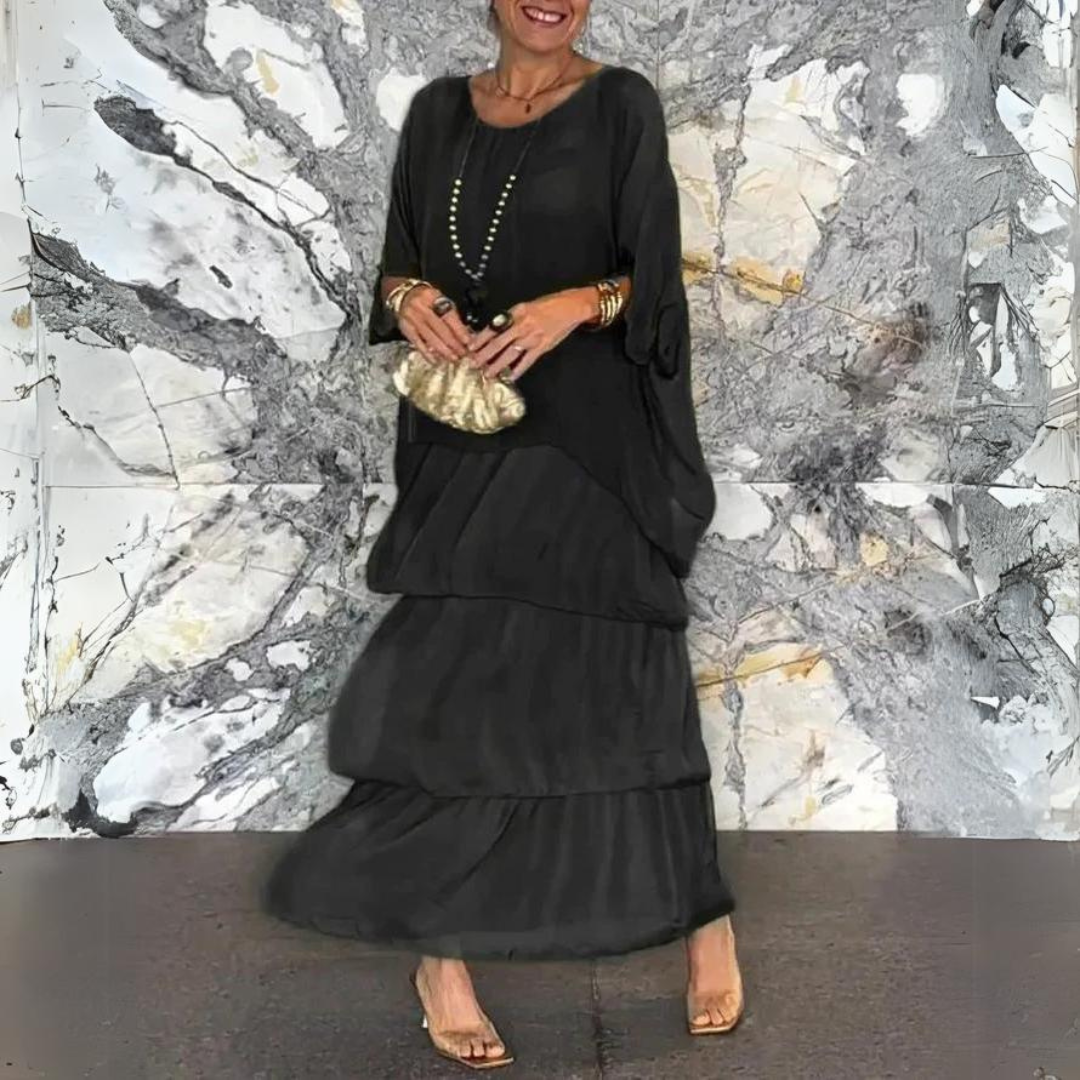 Vestido Largo de Gasa con Corte Elegante | Ideal para Primavera y Verano