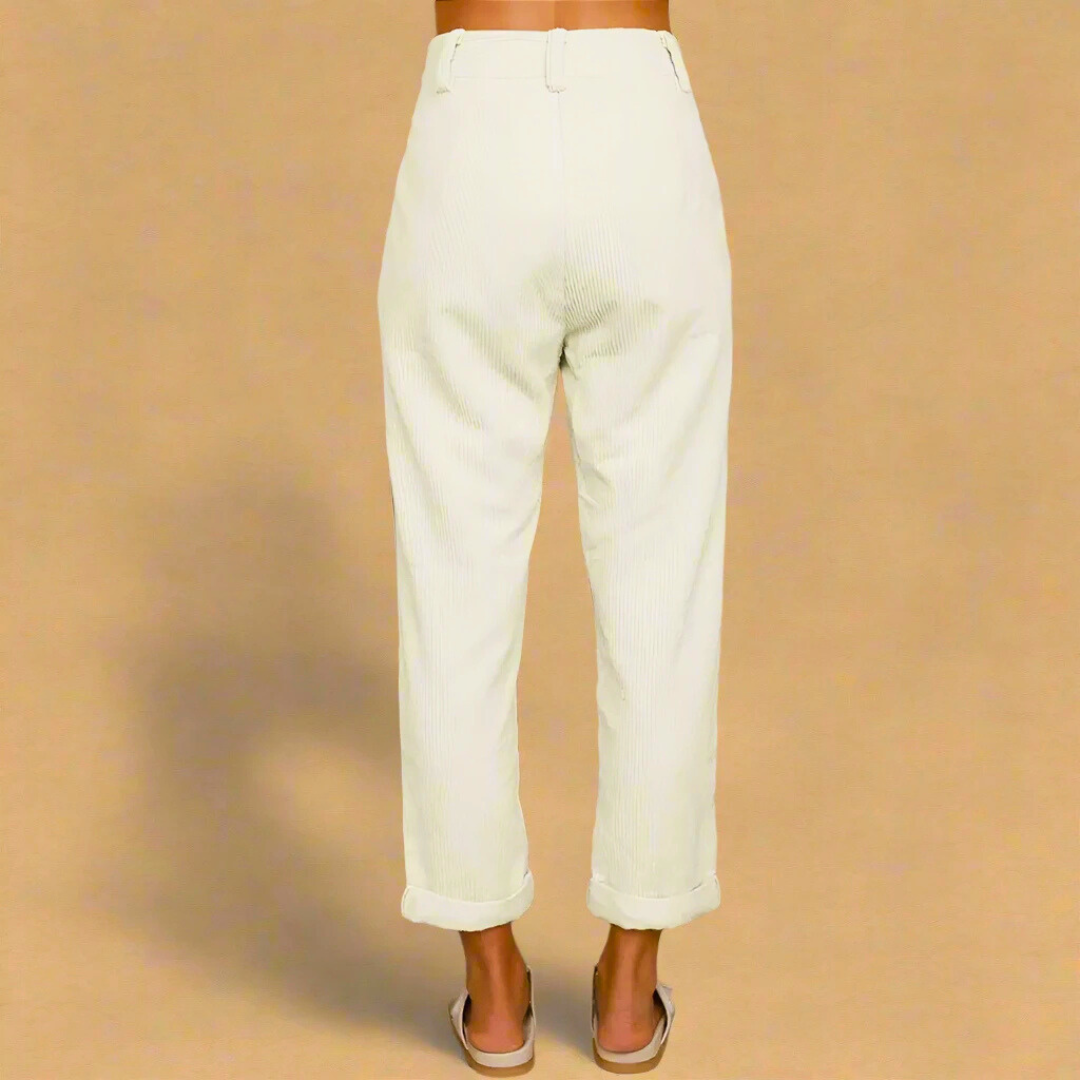 Pantalones de pana de cintura alta y ajuste entallado