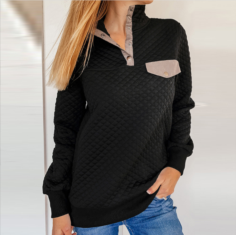 Suéter de Punto con Cuello Alto y Detalle de Costuras en Color Sólido | Ideal para Otoño e Invierno