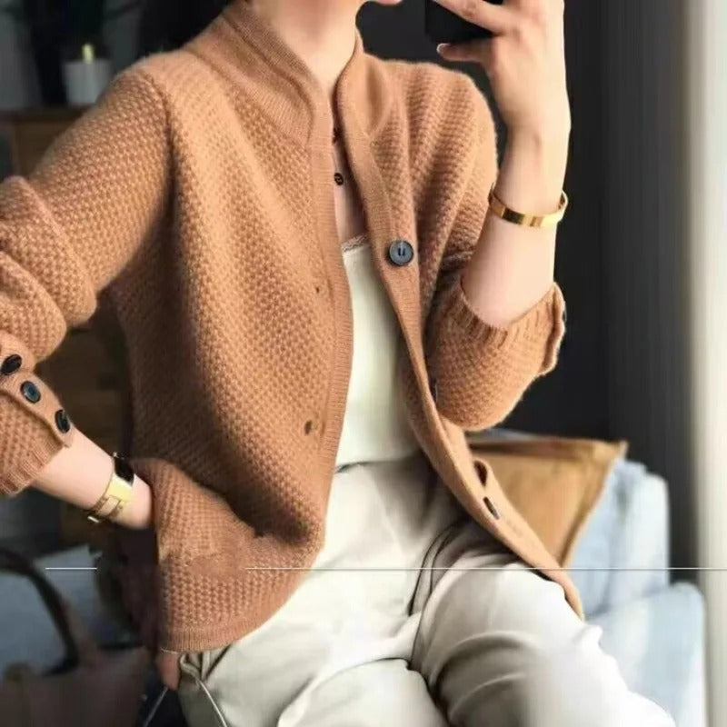 Cárdigan de punto cálido con cuello alto | Ideal para otoño e invierno