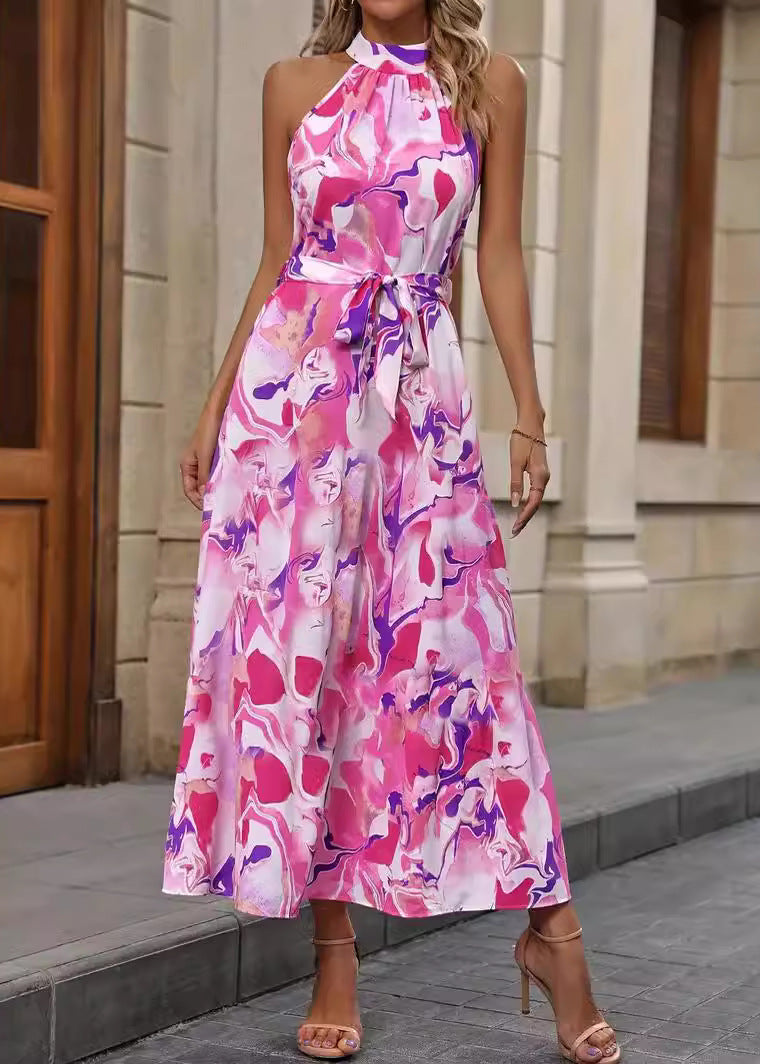Vestido Bohemio con Estampado y Cintura Alta de Manga Larga | Ideal para Primavera y Verano