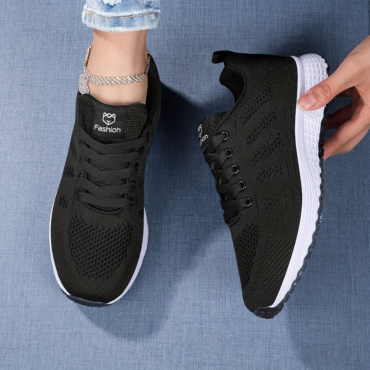 Zapatillas ligeras transpirables de punto con suela acolchada | Ideal para primavera y verano