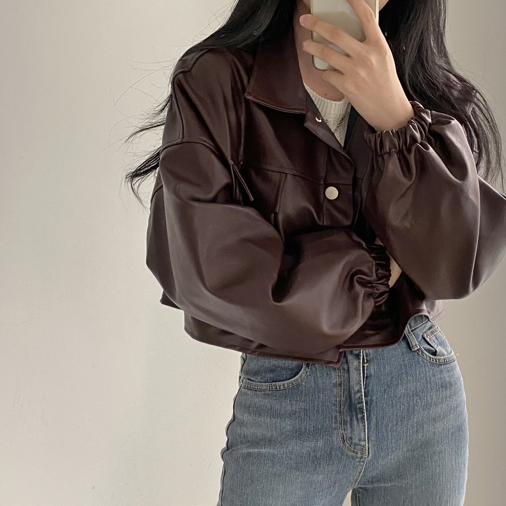 Chaqueta Holgada de Cuero PU | Ideal para Primavera y Otoño