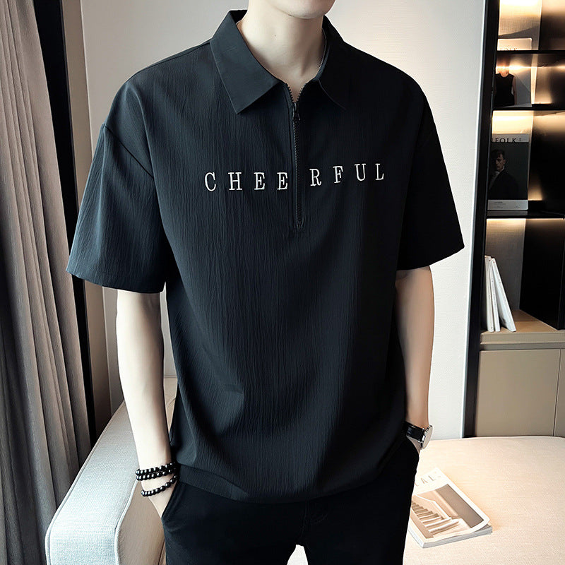 Camisa Polo de Hombre de Manga Corta con Estampado de Letras | Ideal para Verano