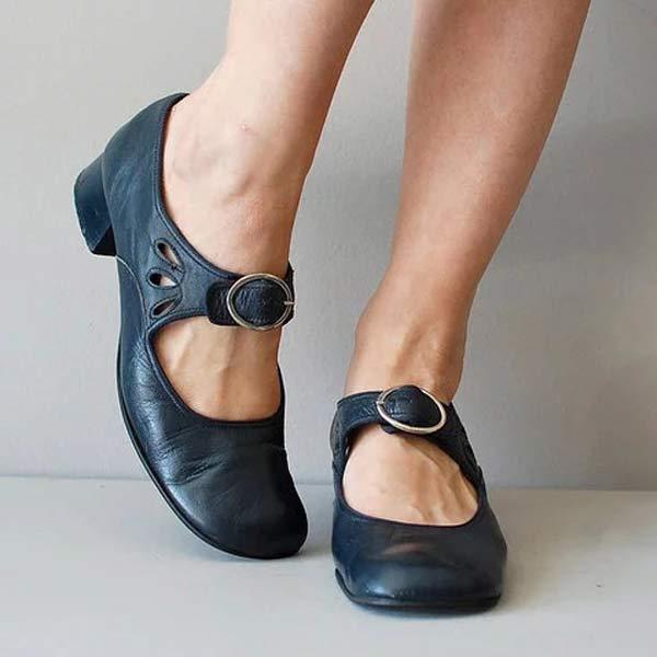 Sandalias de cuña de cuero con hebilla ajustable | Ideal para el verano
