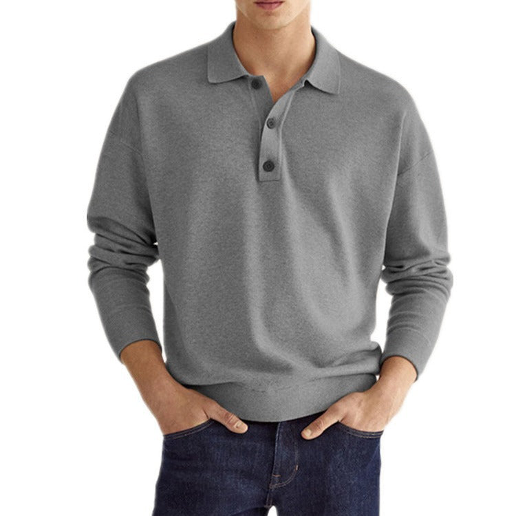 Camisa Polo de Hombre con Cuello en V y Botones de Manga Larga | Ideal para Otoño