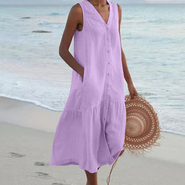 Vestido de Verano para Mujer con Cintura Entallada y Diseño Estampado