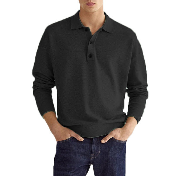 Camisa Polo de Hombre con Cuello en V y Botones de Manga Larga | Ideal para Otoño