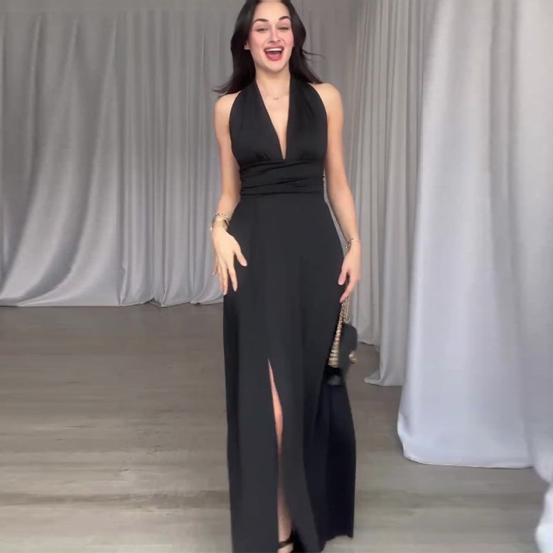 Vestido Halter Sin Espalda Con Cordones Y Falda En Línea A | Ideal Para Verano