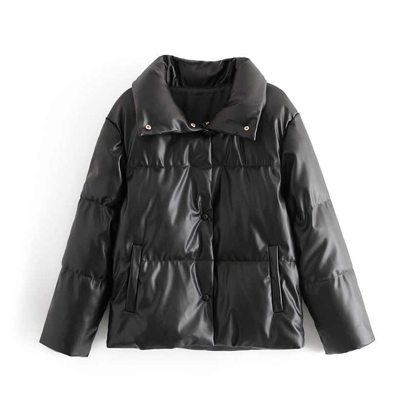 Chaqueta Marrón de Cuero Sintético con Mangas Largas | Ideal para Otoño e Invierno