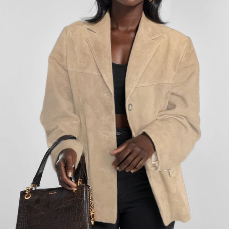 Blazer entallado de cuero para mujer con cierre de botones | Ideal para primavera y otoño