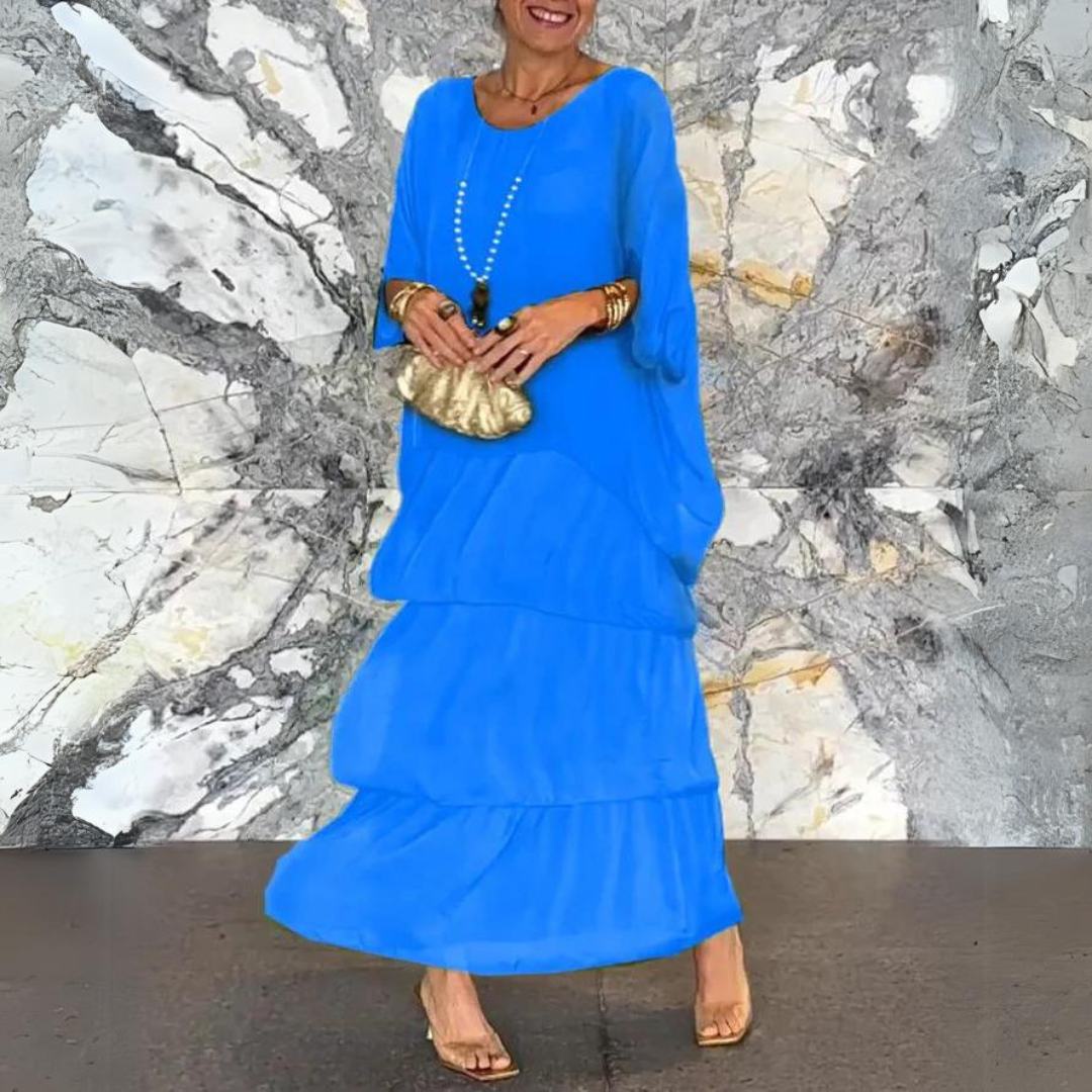 Vestido Largo de Gasa con Corte Elegante | Ideal para Primavera y Verano