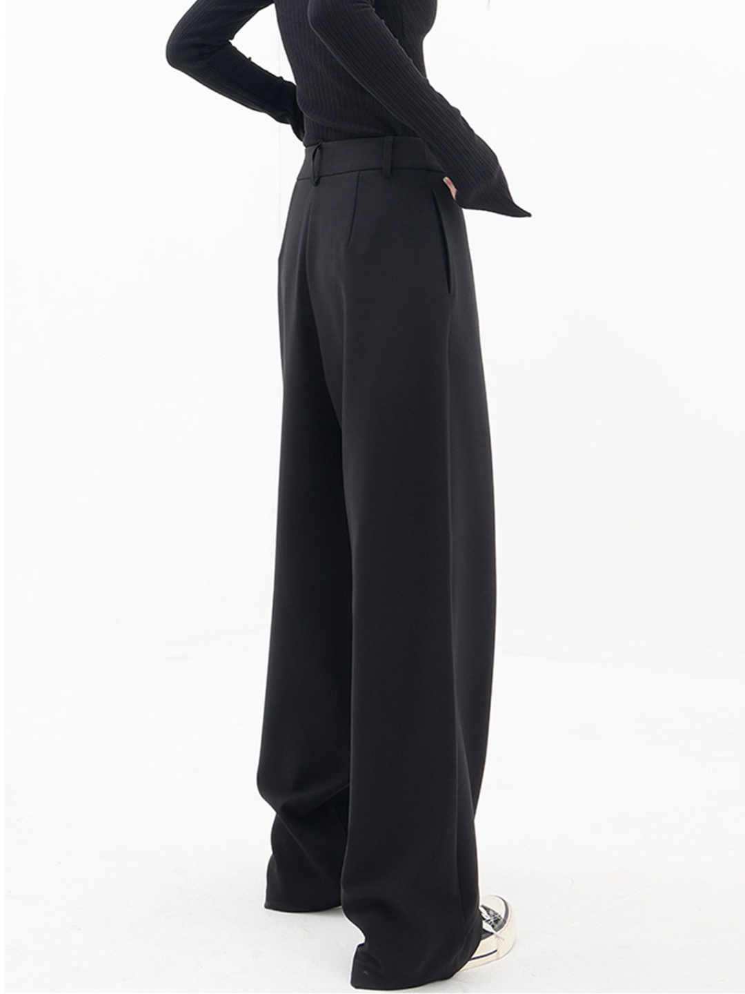 Pantalones de pierna ancha con botones asimétricos de cintura alta | Ideal para primavera y otoño