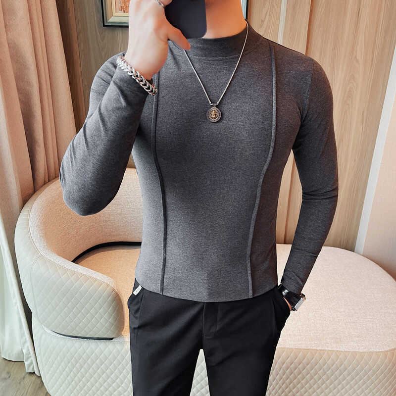 Camiseta de Hombre de Manga Larga Ajustada con Rayas | Ideal para Primavera y Otoño