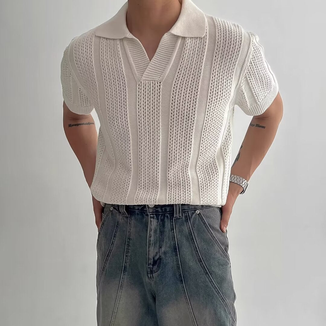 Polo de Malla Tejida de Manga Corta para Hombre | Ideal para el Verano