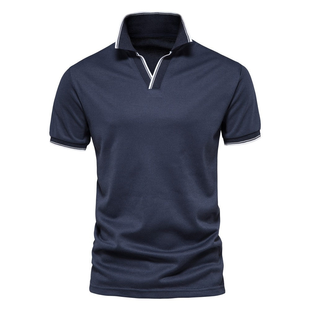 Camiseta de Hombre de Color Sólido con Cuello en V y Manga Corta | Ideal para el Verano