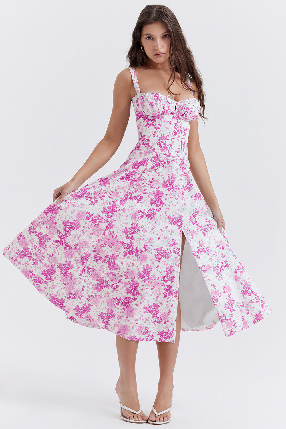 Vestido De Mujer Con Estampado Floral Y Tirantes Ajustables | Ideal Para Verano